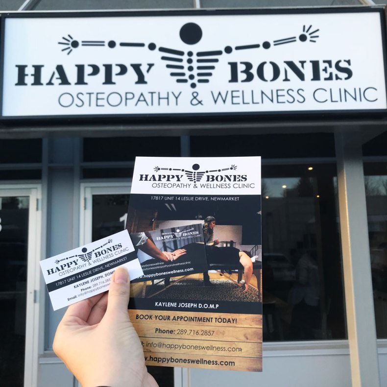 Branding for Happy Bones Osteopathy and Wellness Clinic Newmarket - Branding and Print